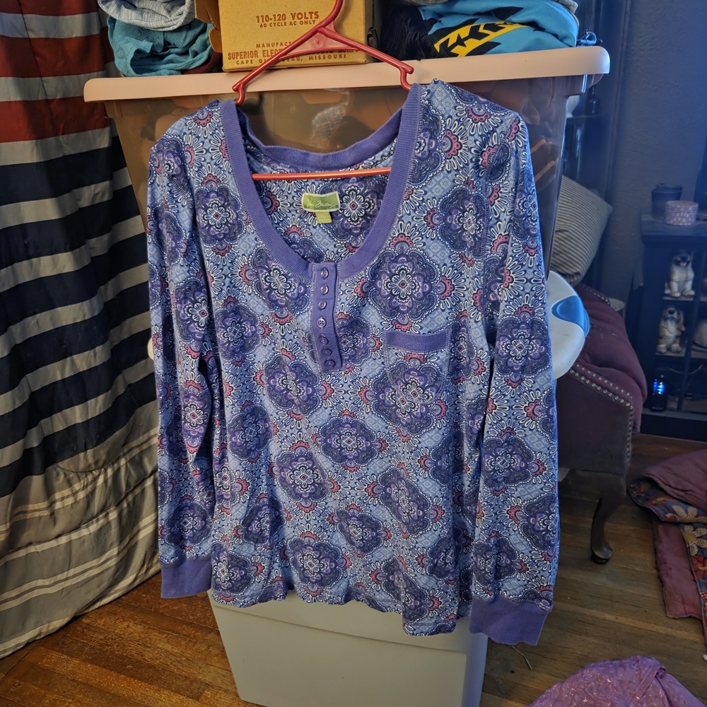 Vera Bradley Purple and Red Patterned Blouse